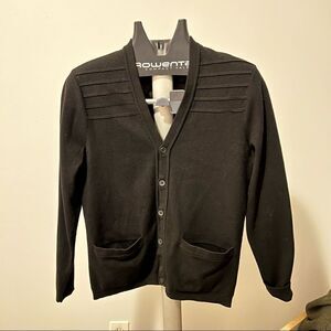 Michael Kors Mens Button Down Cardigan Sweater Black Nylon Back Extra Small